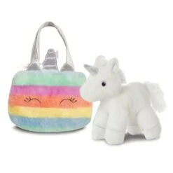 Aurora Plüsch Einhorn - Mit Tasche Weiß Und Regenbogenfarben