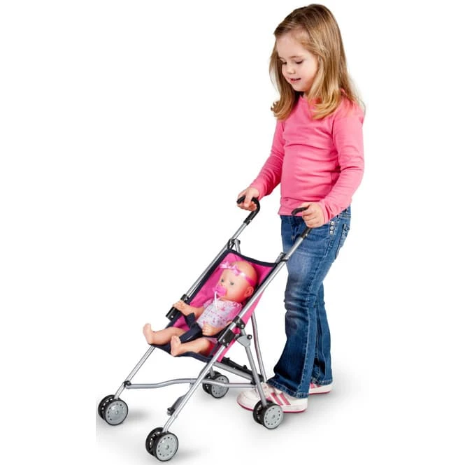 Puppenbuggy - Pink/blau Mit Blumen - Besttoy – Bild 2