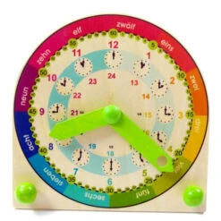 Lernuhr - Bunt - Aus Holz - Ca. 18 X 11 X 18 Cm